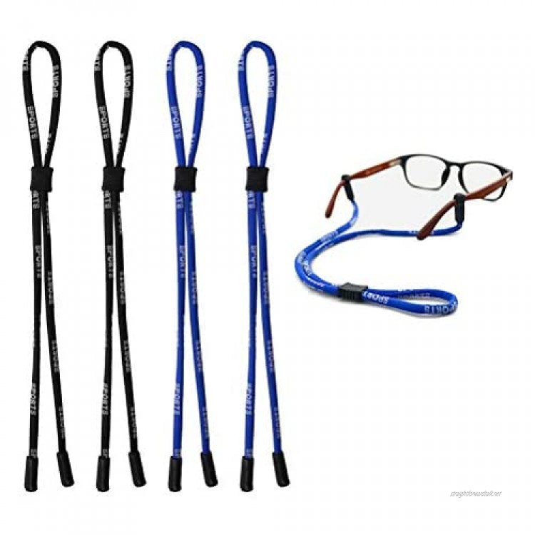 kuou 4 pcs Safety Glasses Strap Universal Fit Rope Sports Glasses String Adjustable Eyewear Strap Eyewear Holder Glasses Holder Lanyards for Men Women
