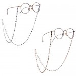 LIKGREAT 2pcs Retro Eyeglass Chain Holder for Women Heart Beaded Reading Glasses Cords
