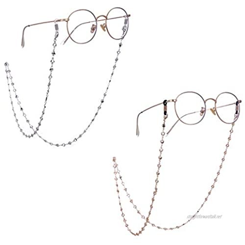 LIKGREAT 2pcs Retro Eyeglass Chain Holder for Women Heart Beaded Reading Glasses Cords