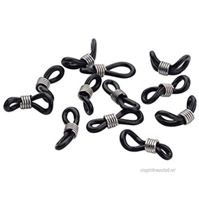 NBEADS 20 Pcs Black Cord Ends Spectacle Eyeglasses Chain Holder Rubber Connector Ends 20x5mm