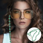 PRETYZOOM Beads Glasses Strap Clover Leaf Face Protection Lanyard Glasses Chain St. Patricks Day Necklace Mouth Guard Rope Chain Napkin Chain Gifts for Sunglasses ID Cards ID Holder Green