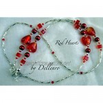 ~RED HEARTS~ BEADED GLASSES SPECTACLES CHAIN EYEGLASS HOLDER.UK HANDCRAFTED. FREE UK POSTAGE