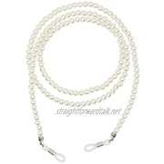 SGerste White Beads Pearl Glasses Chain Necklace Retainer String Cord for Women Lady Girls Eyewear Eyeglass Sunglasses ADJUSTABLE ANTI SLIP White
