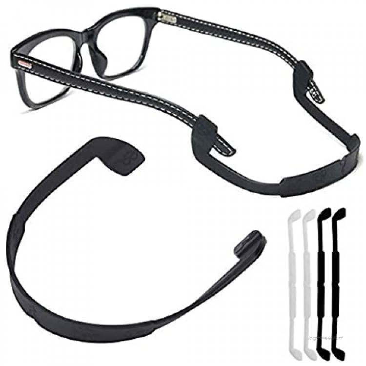 Silicone Eyeglass Strap Eyewear Retainers Sports Anti-Slip Elastic Glasses Sunglass Cord Holder for Men Women Eye Protection (4pcs/Pack[Black X 2 White X 2])