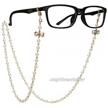 Tinksky eyeglass Chain With Bowknot Imitation Pearls Glasses Strap Cords Sunglass Holder Lanyard Necklace Spectacles Holder Neck Cord Strap