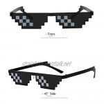 [3 Pack] Thug Life Sunglasses Men Women Glass 8 Bit Pixel Mosaic Glasses Photo Props Unisex Sunglass Toy - Black
