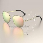 Bemkia Woman Sunglasses Square Polarized Polygon Metal Frame Retro Stylish UV400 Protection