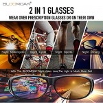 Bloomoak Polarized Night Over Glasses Anti-Glare UV 400 Protection for Men Women - Polarized Wrap Around Over Prescription Eyewear - Suit for Driving/Fishing/Golf (Night Vision Lens)