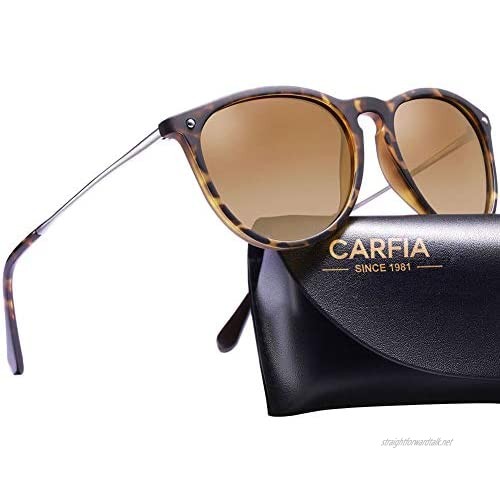 Carfia Vintage Mens Sunglasses for Women Polarised UV400 Protection Driving Travelling Lightweight Blue Light Glasses
