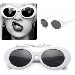 Clout Goggles White Oval Festival Sunglasses for Women Men Indie Retro Hippy Vintage 90s Dark Lens