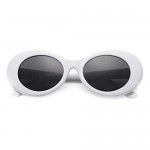 Clout Goggles White Oval Festival Sunglasses for Women Men Indie Retro Hippy Vintage 90s Dark Lens