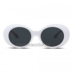 FEISEDY Retro Oval Sunglasses Round Lens Clout Goggles for Women and Men B2253