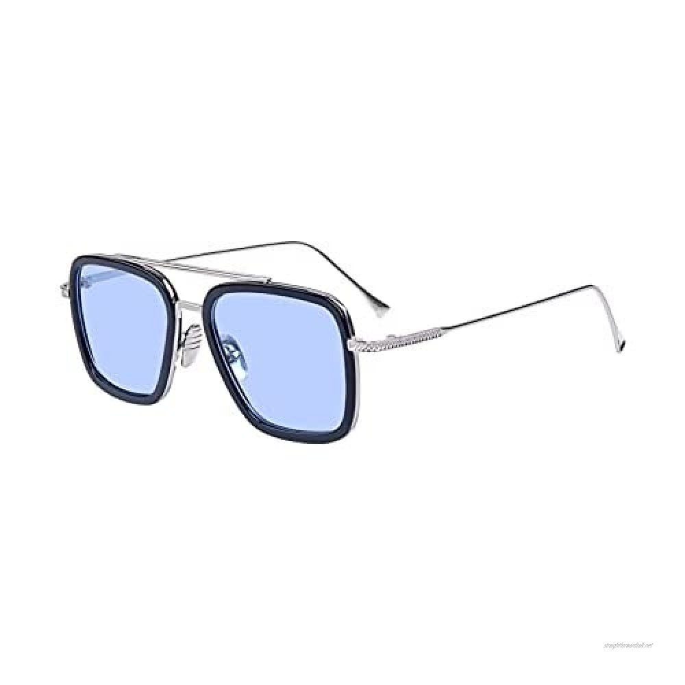Retro Sunglasses Square Metal Frame for Men Women Tony Stark Sunglasses
