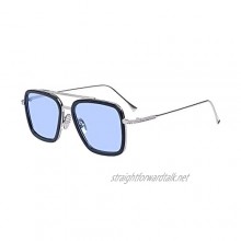 LHSDMOAT Sunglasses for Men Women Retro Metal Frame Iron Man Edith Sunglasses Vintage Tony Stark Nerd Glasses Square Eyewear