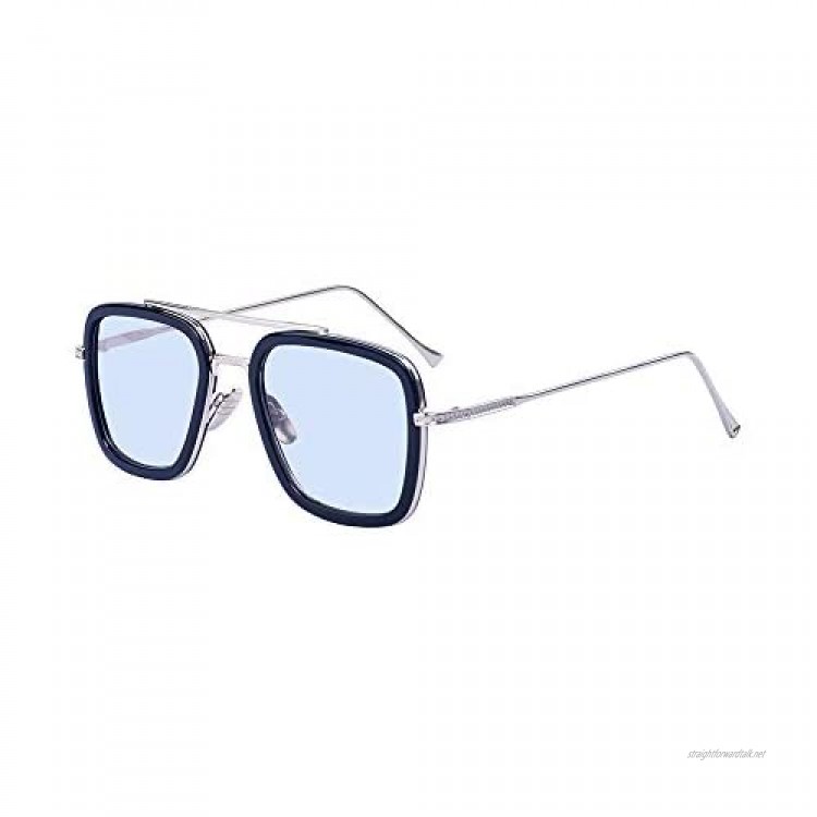 Outray Retro Iron Man Sunglasses Tony Stark Glasses Square Eyewear Metal Frame for Men Women