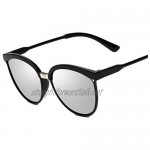 Oversized Celeb Cateye Sunglasses for Women Ladies Silver Dark Mirrored Cat Eye Vintage Sun Glasses Circle Lens