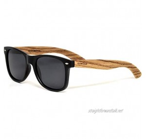Sunglasses for Men and Women with Zebra Wooden Legs and Polarised Lenses GOWOOD