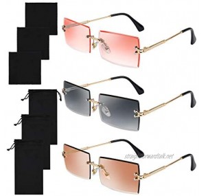 URATOT Rimless Rectangle Sunglasses Clear Retro Sunglasses Transparent Vintage Rimless Eyewear Fashion Metal Frame Eyewear for Women Men