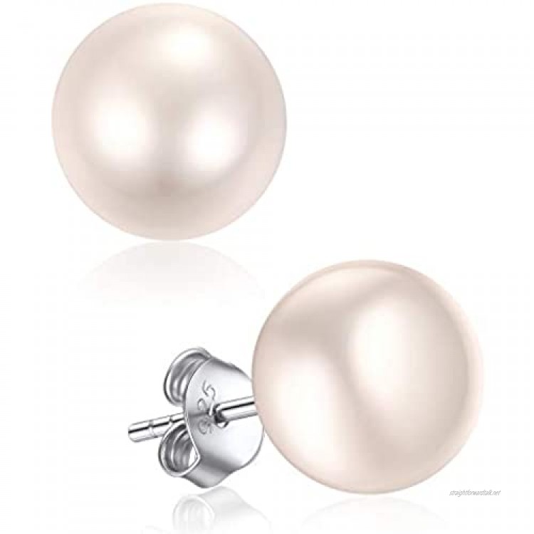 4-10mm Handpicked Freshwater Cultured Pearl Stud Earrings for Women 925 Sterling Silver Cartilage Earrings Minimalist Elegant Jewelry(with Gift Box)