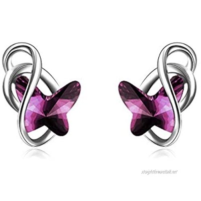 925 Sterling Silver Butterfly Stud Earrings with Crystals Butterfly Jewellery Gifts for Women Girls