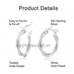 925 Sterling Silver Earrings Twisted Hoop Earrings Sterling Silver Hypoallergenic Hoop Earrings for Women Girls