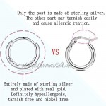 925 Sterling Silver Small Hoop Earrings for Women Men Girls 12mm Round Circle Sleeper Huggie Hinged Cartilage Hoops Earrings Silver/Gold/Black