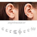 Adramata 14 Pcs Ear Wrap Crawler Hook Earrings Earcuffs Earrings for Women Girls Climber Piercing Ear Cartilage Cuff Earrings