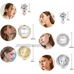 Adramata 6 Pairs Clip On Earring for Women CZ Freshwater Pearl Twist Knot Non Pierced Clip On Earrings Set Silver-Tone Rose Gold