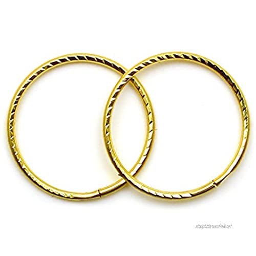 Arranview Jewellery 9ct Gold 14mm Diamond Cut Sleeper Hoops (1 Pair)