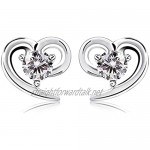 B.Catcher Silver Earrings Love Heart Cubic Zirconia Studs Earrings Set