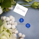 Blue Fire Swarovski® Crystal Round Earrings Never Rust 925 Sterling Silver Natural and Hypoallergenic Studs For Women & Girls w/Free Breathtaking Gift Box for a Special Moment of Love By BLING BIJOUX