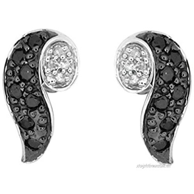 Carissima Gold 9ct White Gold 0.22ct Black and White Diamond Swirl Stud Earrings