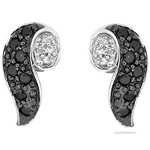 Carissima Gold 9ct White Gold 0.22ct Black and White Diamond Swirl Stud Earrings