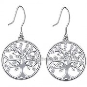 CELESTIA Tree of Life Earrings for Women and Girls Solid 925 Sterling Silver Life Tree Eardrop Fine Jewellery Birthday Kinship Friendship Mother's Day Gifts with Polishing Cloth and Box