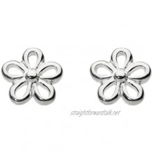 Dew Women's Sterling Silver Flower Stud Earrings