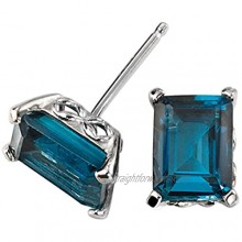 Elements Gold 9ct White Gold London Blue Topaz Stud Earrings with Gallery Detail