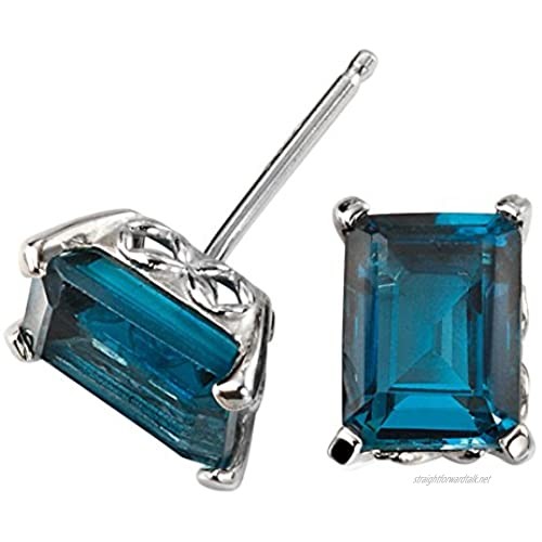 Elements Gold 9ct White Gold London Blue Topaz Stud Earrings with Gallery Detail