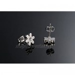 FJYOURIA Ladies Charm Earrings Women Titanium Steel Cute Daisy Flower with Cubic Zircon Crystal Stud Earrings
