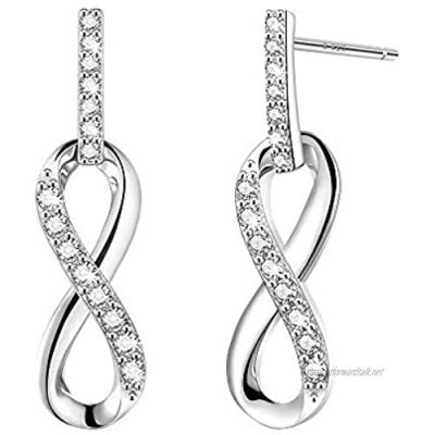 F.ZENI Infinity Earrings 925 Sterling Silver Dangle Earrings"Timeless Love" Jewelry Anniversary Birthday Gift for Women Girls