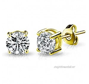 Gold Solitaire Crystal Stud Earrings Created with Austrian Crystals