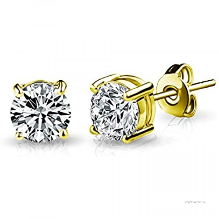 Gold Solitaire Crystal Stud Earrings Created with Austrian Crystals