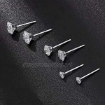 HAISWET Silver Stud Earrings 925 Sterling Silver 3 4 5MM Cubic Zirconia&Ball Cartilage Sleeper Stud Set