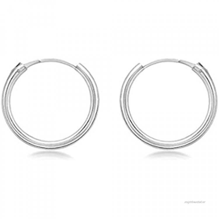 Halo's London © 9ct White Gold Plain 10mm - 20mm Hoop Sleeper Hoops/Sleepers/Earrings
