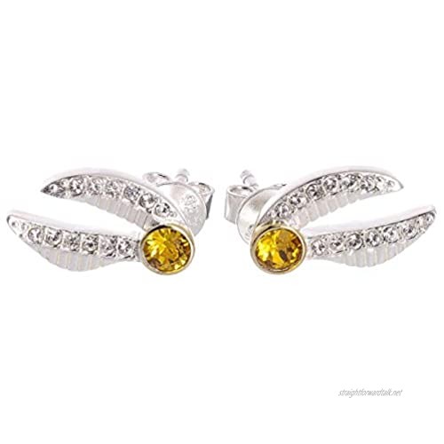 Harry Potter Sterling Silver Golden Snitch Stud Earrings Embellished with Swarovski Crystals