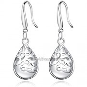 KEETEEN"Wishing Tree"925 Sterling Silver Teardrop Filigree Dangle Earrings for Women