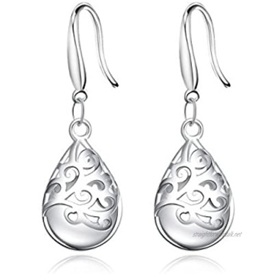 KEETEEN"Wishing Tree"925 Sterling Silver Teardrop Filigree Dangle Earrings for Women