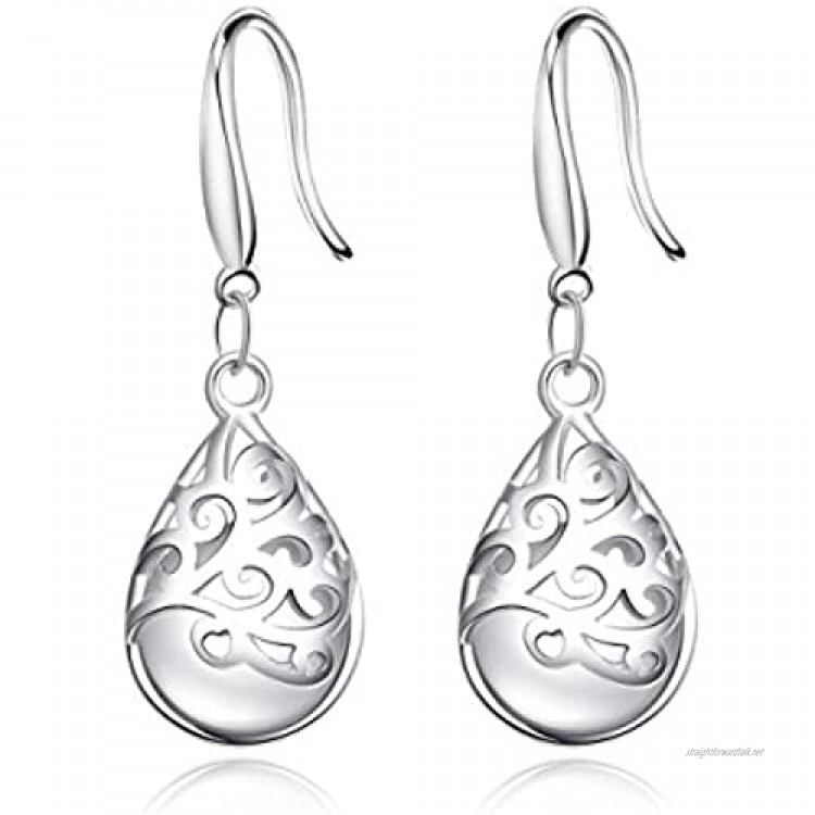KEETEENWishing Tree925 Sterling Silver Teardrop Filigree Dangle Earrings for Women