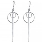Lydreewam 925 Sterling Silver Long Tassel Drop Earrings for Women with Hollow Circle & 3A Cubic Zirconia Gift Box Packed