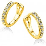 Orovi Woman Hoops Earrings 9 ct / 375 Yellow Gold With Diamonds Brilliant Cut 0.10 ct