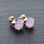 pewterhooter® Classic Collection Sterling Silver 14k Rose Gold plated Crystal Stud Earrings. Made with sparkling Rose Water Opal crystal stones. Gift box.